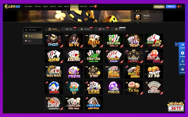 Giao diện game bài đổi thưởng thân thiện tại LEO88